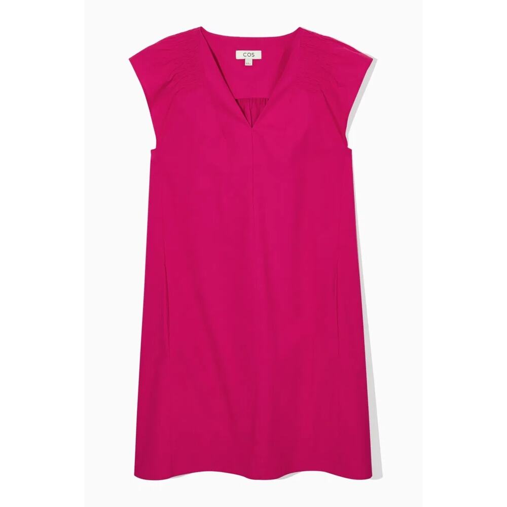 COS Pink Smocked V Neck Dress NWT